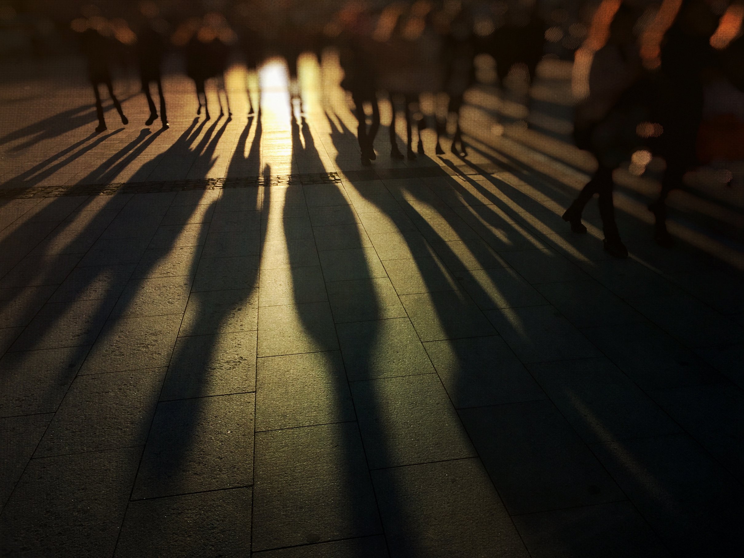 Group of people shadows walking